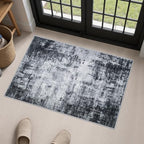 2x3 Washable Entryway Rug: Modern Abstract Soft Carpet Dark Black by FXRHLP