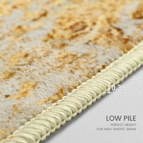 Ompaa Living Room Rug 6x9 Area Rug Washable Boho Carpet Non Slip Abstract Vintage Indoor Large Rugs for Bedroom, Classroom, College Dorm, Farmhouse, Dining Room, Kids Playroom (Orange, Silver & Gray) - Image 7