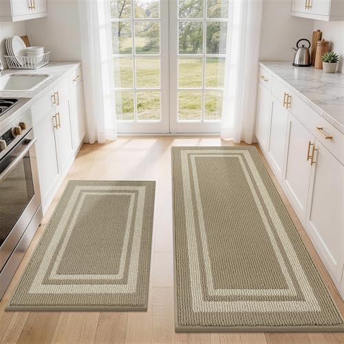 COSY HOMEER Kitchen Rugs Sets of 2 Non-Slip Washable,24"x35"+24"x60" by COSYHOMEER