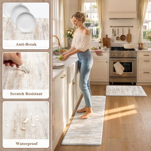KIMODE Anti Fatigue Kitchen Mats for Floor 2 Piece, Abstract Kitchen Rugs - Image 6
