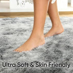 2x10 Tie-dye Grey Fluffy Soft Runner Rug Non-Slip for Bedroom Dorm Hallway - Image 5