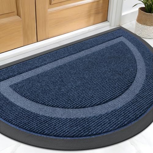 OLANLY Half Circle Front Door Mat Outside 29.5x17 All-Season Rubber Doormat by OLANLY