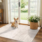 Washable 3x4 Kitchen Area Rugs: Abstract Stain-Resistant Sink Rug Non-Slip Durable Doormat Ultra Soft Bedroom Nursery Besides Carpets Indoor Water Resistant Bathroom Floor Mat(3x4,Beige/Cream) by HYHAOYUNLAI