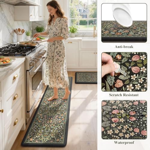 Collive Kitchen Rugs Sets of 2 Padded Kitchen Mats for Floor 20 x71+20"x32" - Image 7
