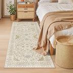 Madane Washable Runner Rug 3x6 Runners for Hallways Non Slip, Beige/Blue - Image 3