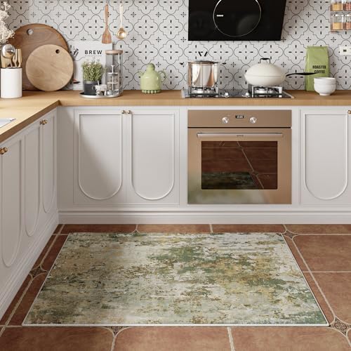 Entryway Rug 2x3 Green Door Mat Indoor Entrance 24x36, Washable Small Throw Rugs for Kitchen Floor, Entry, Front Door, Bedside, Non-Slip Low Pile Stain & Fade Resistant, Abstract Sage Green - Image 2