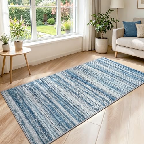 Chicrug 2x4 Blue Washable Laundry Room Rug Runner Rug for Hallway Kitchen - Image 5