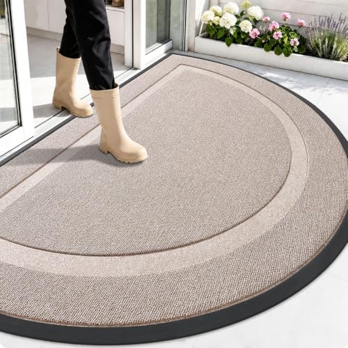 OLANLY Half Circle Front Door Mat Outside 59x34 All-Season Rubber Doormat by OLANLY