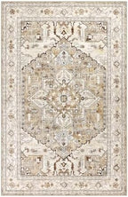 Yamaziot Area Rug 8x10, Non-Slip Washable Boho Vintage Living Room Bedroom Rug with Rubber Backing, Low Pile Faux Wool Soft Distressed Rug Floor Carpet for Living Room, Bedroom - Image 3