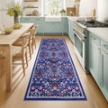 PLHXFR 2x6 Washable Runner Rug：Floral Indoor Kitchen Soft Carpet Blue by PLHXFRSoftAreaRugs