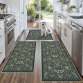 3 Piece Kitchen Rug Set, Washable Non-Slip Kitchen Mats for Hardwood Floor, Boho Farmhouse Kitchen Runner Rug for Sink,Entryway & Hallway & Bathroom (Dark Green, 2x3+2x4+2x5) by BYYVOORugsforYourHome