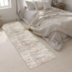 2.6x10 Washable Runner Rug:Modern Abstract Indoor Soft Carpet Taupe - Image 5