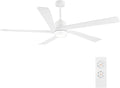WINGBO 64" DC Ceiling Fan with Lights and Remote Control, 5 Carved Wood Blades, 6-Speed Reversible DC Motor, Modern Ceiling Fan for Bedroom Living Room Kitchen, ETL Listed