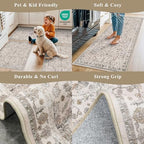 5x5 Square Washable Rug for Living Room: Non Slip Indoor Entryway Foot Carpet for Kitchen, Boho Soft Beige 5ftx5ft Low Pile Neutral Area Rug for Dining Room Bathroom (Beige, 5x5) - Image 5