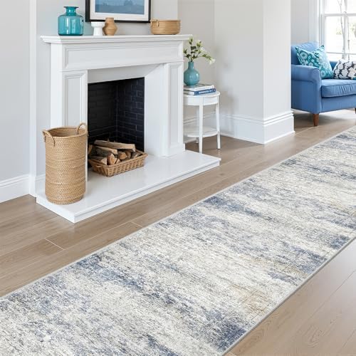 2x12 Runner Rug Non Slip,Washable Hallway Runner Rug,Blue - Image 4