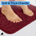 GORILLA GRIP Bath Rug Mat for Bathroom, Absorbent Chenille, 36x24 Burgundy - Image 4