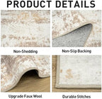 6x9 Area Rugs for Living Room: Washable Abstract Beige Grey Bedroom Carpet - Image 5