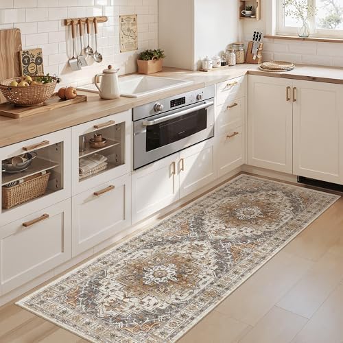 Madane Hallway Runner Rug 2x5 Washable Entry Rugs Non-Slip, Turmeric/Grey - Image 2