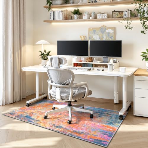 Entrance Rugs Indoor 2x4 Rainbow Entry Rug Washable Abstract Black Small Area Rug Non-Slip Low Pile Throw Rugs for Entryway, Kitchen Floor, Front Door Indoor Door Mat, Bathroom, Bedroom Bedside - Image 4