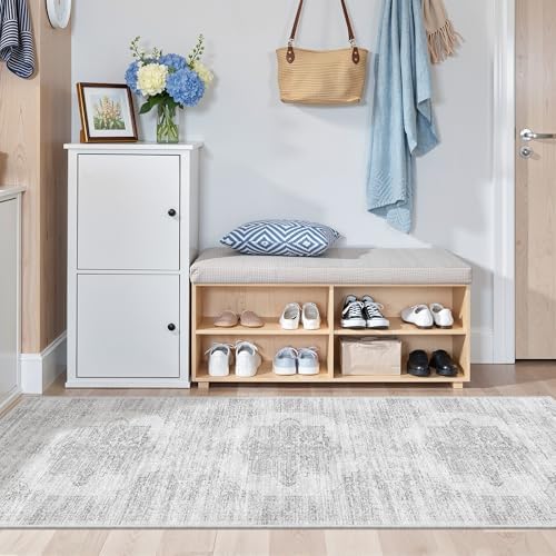2x6 Runner Rug Non Slip,Washable Hallway Runner Rug,Grey - Image 4