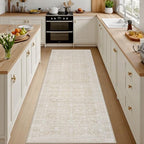 2x8 Hallway Washable Runner Rug: Kitchen Carpet Natural Beige by Luxturiy