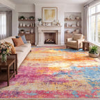 8x10 Area Rug for Living Room, Abstract Washable Larg Rugs, Multicolor by Lofus