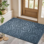 Bulijojo Front Door Mat Entrance,Durable Heavy Duty Welcome Mat,Thick Absorbent Natural Rubber Non Slip Mat, Sturdy Entryway Blue 47"x32" by ShowYourStyle
