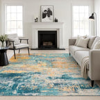 Area Rug Living Room: 6x6 Modern Washable Soft Carpet Rosy Haze by FXRHLP