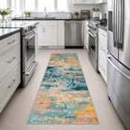 2.6x10 Washable Runner Rug:Modern Abstract Soft Carpet Rosy Haze - Image 4