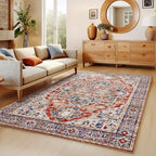 Amada 5x7 Washable Area Rug for Living Room, Red, Vintage Pattern by AMADAHOMEFURNISHING