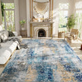 Living Room Rug 7x10 Ultramarine Area Rugs Machine Washable Abstract Boho Large Rug Non-Slip Non-Shedding Faux Wool Indoor Vintage Carpet for Bedroom, Classroom, Dining Room, Kids Playroom by OmpaaHomeDecor