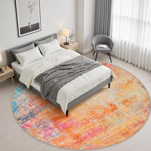 Round Area Rug Living Room: 5 ft Modern Washable Indoor Carpet - Image 4