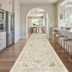 Madane Hallway Runner Rug 3x14 Washable Kitchen Runners Long, Beige/Blue - Image 4