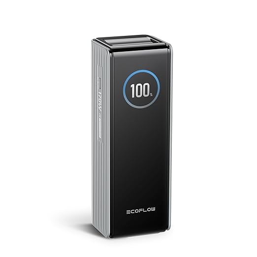 EF ECOFLOW Rapid Power Bank 25,000mAh, 170W Portable Charger with Dual 140W USB-C Ports for Multi-Device Charging, Smart TFT Screen, Compatible with iPhone 17/16/15/14, Samsung, Laptop (Silver)