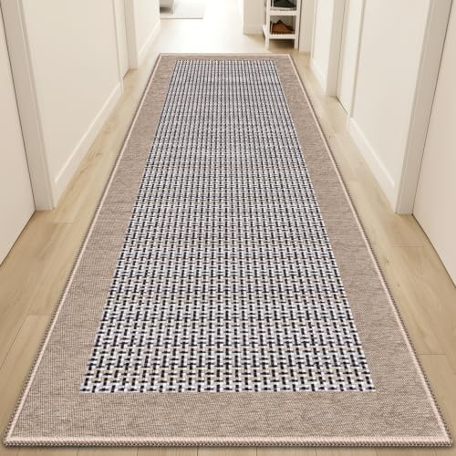 StepRite Kitchen Rugs, Kitchen Mats for Floor, 96"x24" Non-Slip Machine-Washable Kitchen Throw Rug, Absorbent Runner Rugs Office, Sink Standing Desk Mat, Decor Carpet, Khaki by Bringcushiontoyourlife
