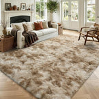 6x9 Large Tie-Dyed Beige Fluffy Area Rug Non-Slip for Living Room Bedroom by ModernHomeDecor