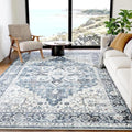 Amada 6x9 Washable Area Rug for Dining Room, Blue, Vintage Pattern by AMADAHOMEFURNISHING