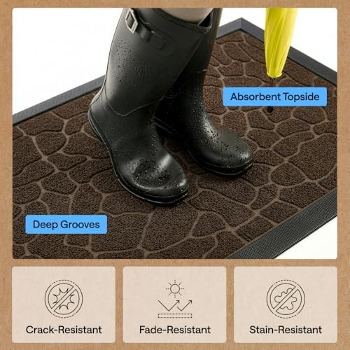 GORILLA GRIP WeatherMAX Door Mat, Indoor Outdoor, 35x23, Dark Brown Pebble - Image 5