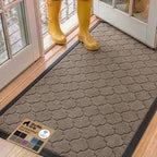 GORILLA GRIP WeatherMAX Door Mat, Indoor Outdoor, 60x24, Beige Quatrefoil by GorillaGrip