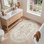 Madane Oval Rug 3x5 for Entryway Kitchen, Small Oval Area Rugs, Beige/Brown - Image 4