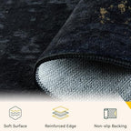 RELEANY Washable Round 8ft Area Rug for Living Room Black Gold - Image 3