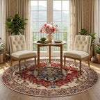 RELEANY Washable Area Rug, Round 5ft, Red/Blue - Image 3