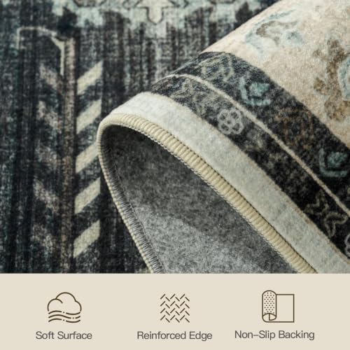 8x10 Area Rug for Living Room, Non-Slip Washable Large Carpet, Black Brown - Image 7