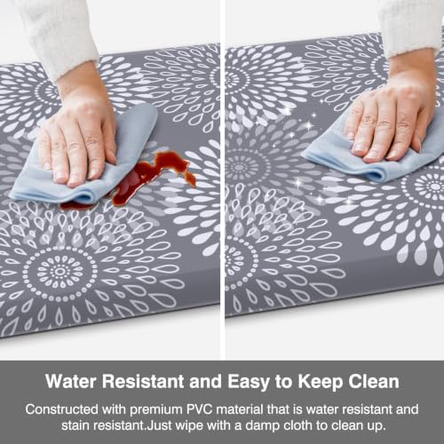 LuxStep Kitchen Mats for Floor,0.47 inch Thicker Cushioned Rug Anti-Fatigue Mats for Kitchen Decor Accessories,Waterproof Non-Slip Mats and Rugs Set for Office,Laundry 17.3"×29"+17.3"×47",Grey - Image 6