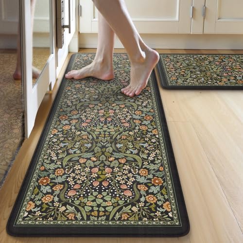Collive Kitchen Mats for Floor, Kitchen Rugs Sets of 2 Non Slip Washable by Collive
