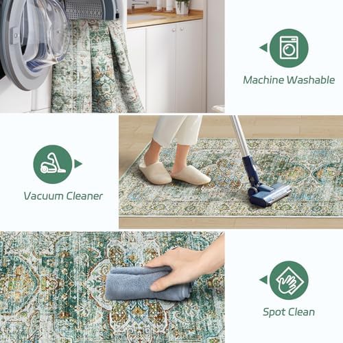 Madane Kitchen Runner 2'6''x8' Soft Rug Runners for Hallways, Green - Image 5