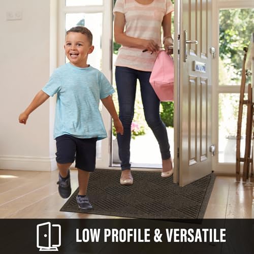 HIYARD Sturdy Front Door Mat, Absorbent Muddy Dirt Resist Welcome Door Mats Outdoor Indoor, Stain and Fade Resistant, Non-Slip Rubber Backing Low Profile Doormat for Entryway, 36×24, Brown - Image 5