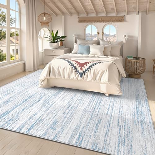 Area Rug 8x10 Living Room Rugs: Washable Modern Rug Large Non-Slip Soft Rugs Stain Resistant Printed Rug Indoor Carpet for Bedroom Kitchen Dining Room Nursery Playroom Home(Blue, 8'x10') - Image 2
