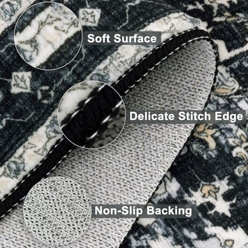 Yamaziot Washable Runner Rug, 2x8 Non-Slip Boho Vintage Hallway Kitchen Rug - Image 3