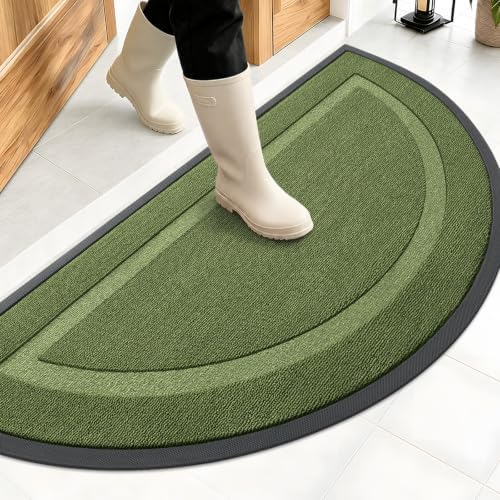 OLANLY Half Circle Front Door Mat Outside 47x23 All-Season Rubber Doormat by OLANLY
